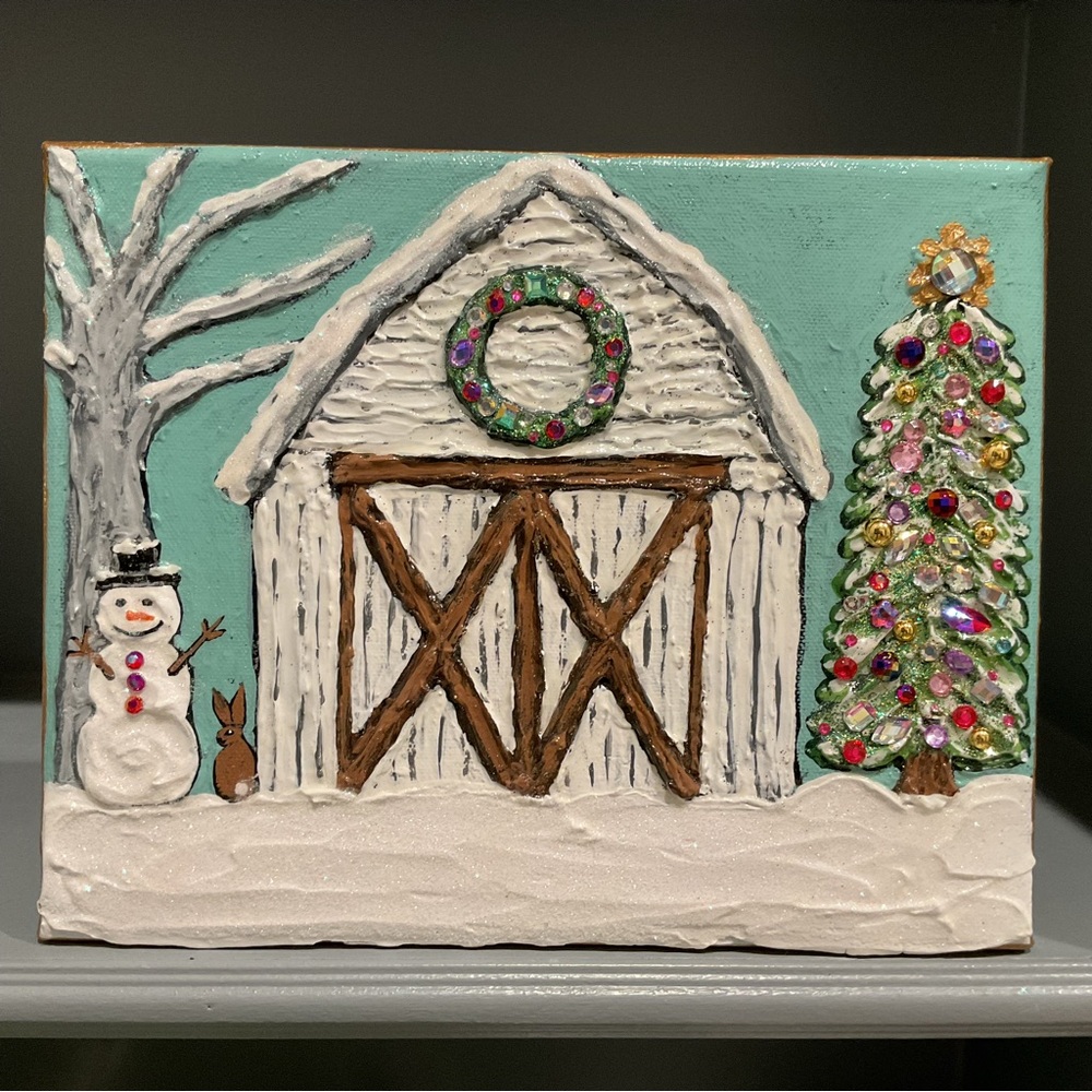 🔴Festive Barn Scene Canvas Art🔴